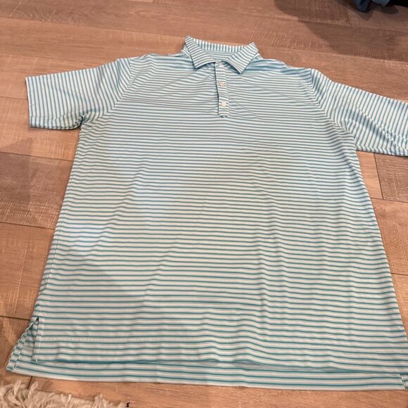 FOOTJOY FJ MENS XL TURQUOISE BLUE STRIPE GOLF POLO SHIRT DRI FIT - Picture 2 of 10